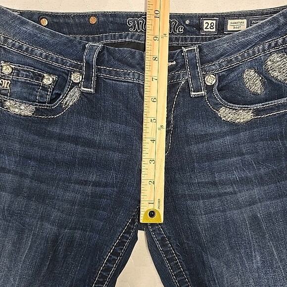 Miss Me Womens Signature Boot Jeans Sz 28 Flap Pocket Bling Embroidered Y2K - Picture 11 of 13